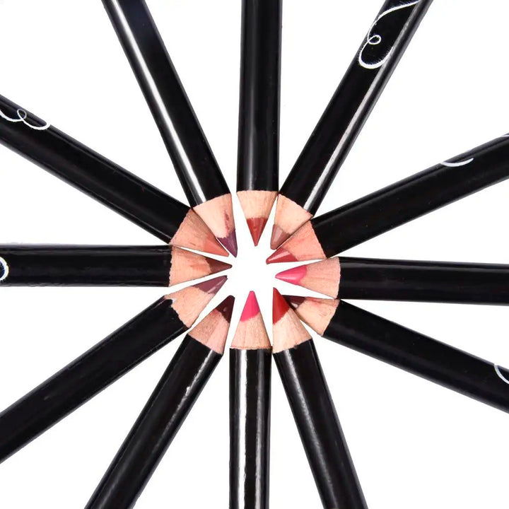 Conjunto de 12 Lápis de Contorno Labial à Prova d'Água – Longa Duração, Hidratante, Profissional, Ferramenta de Maquiagem para Lábios