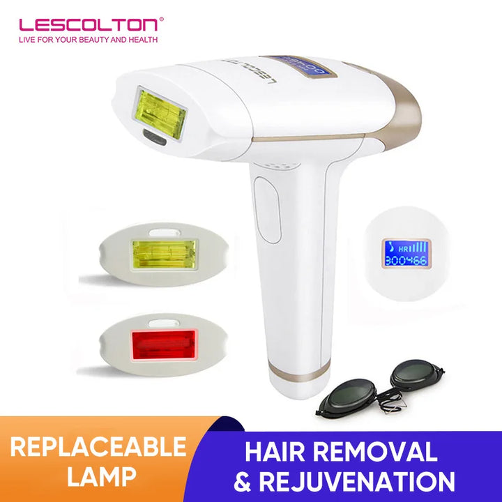 Lescolton 2 em 1 IPL Epilator – Depilação a Laser Permanente com Display LCD, Modelo T009i