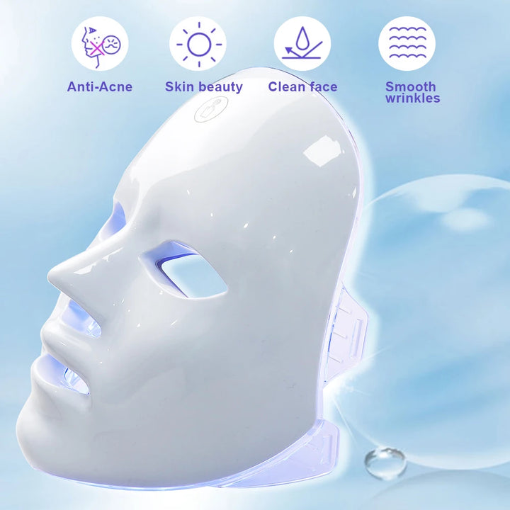 Máscara Facial LED 7 Cores - Terapia Fotônica para Cuidados com a Pele