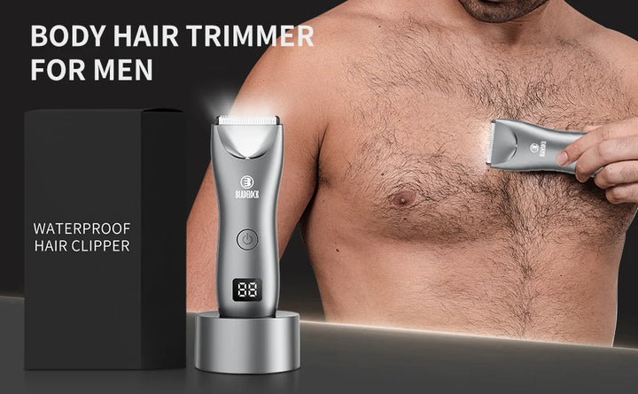 Aparador Profissional para Virilha e Corpo Masculino – Máquina de Barbear para Áreas Íntimas, Aparador Recarregável com Lâmina Cerâmica, Depilador para Biquíni