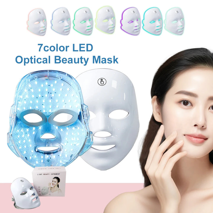 Máscara Facial LED 7 Cores - Terapia Fotônica para Cuidados com a Pele